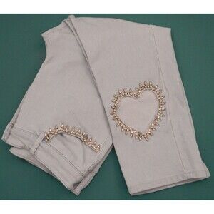 Studio Park Capri Crystal Embellished Capri Jeans Size 6P Heart Cutout Mid Rise